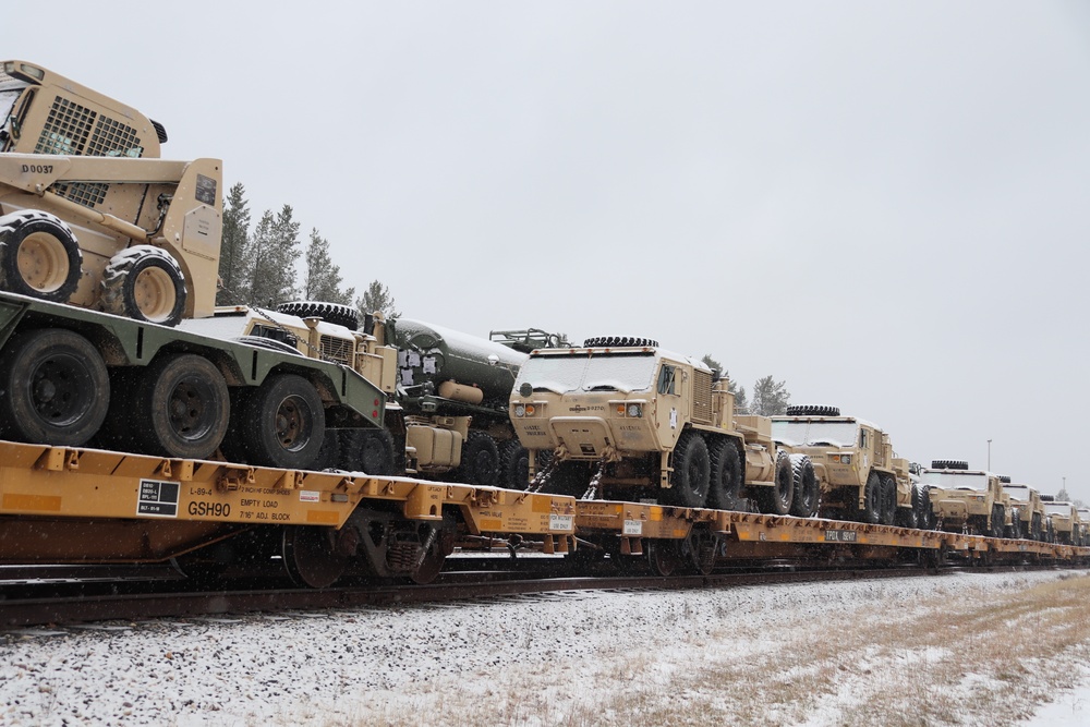 411th Engineer Company equipment deployment by rail movement at Fort McCoy