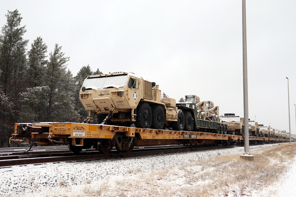 411th Engineer Company equipment deployment by rail movement at Fort McCoy