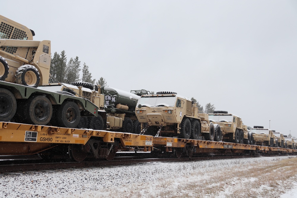 411th Engineer Company equipment deployment by rail movement at Fort McCoy