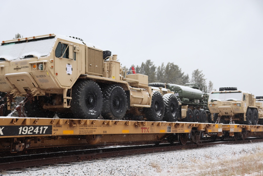 411th Engineer Company equipment deployment by rail movement at Fort McCoy