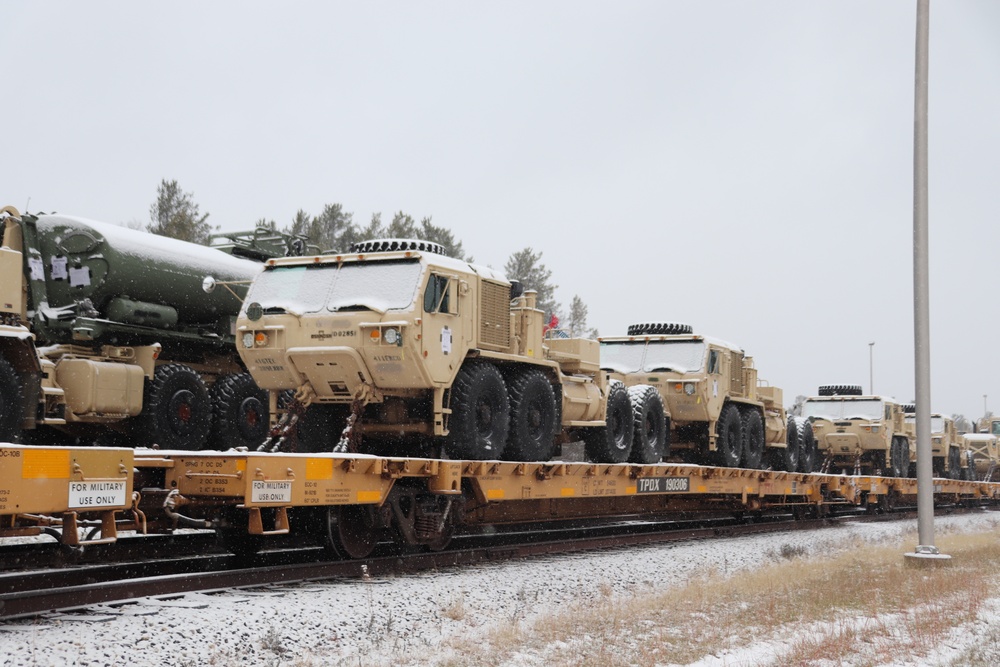 411th Engineer Company equipment deployment by rail movement at Fort McCoy