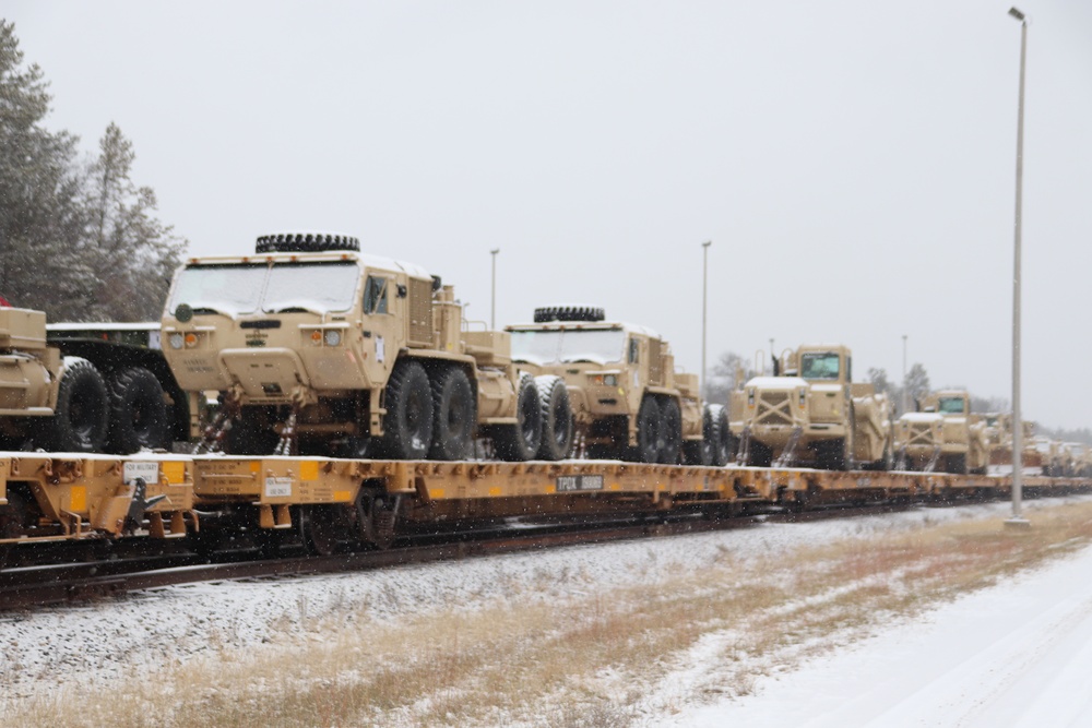 411th Engineer Company equipment deployment by rail movement at Fort McCoy