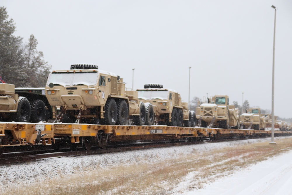 411th Engineer Company equipment deployment by rail movement at Fort McCoy