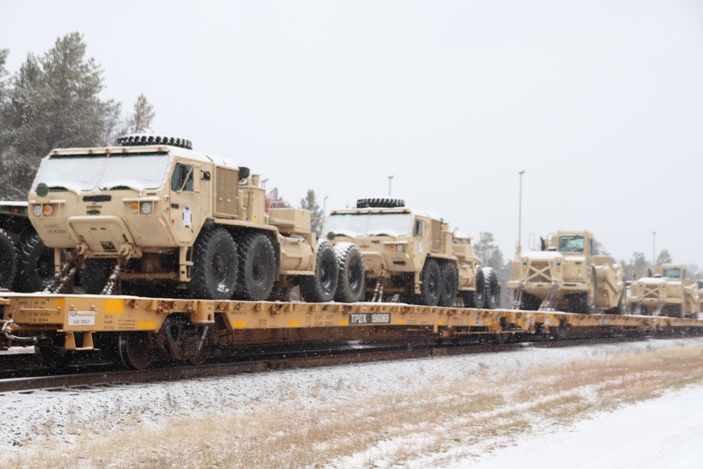 411th Engineer Company equipment deployment by rail movement at Fort McCoy