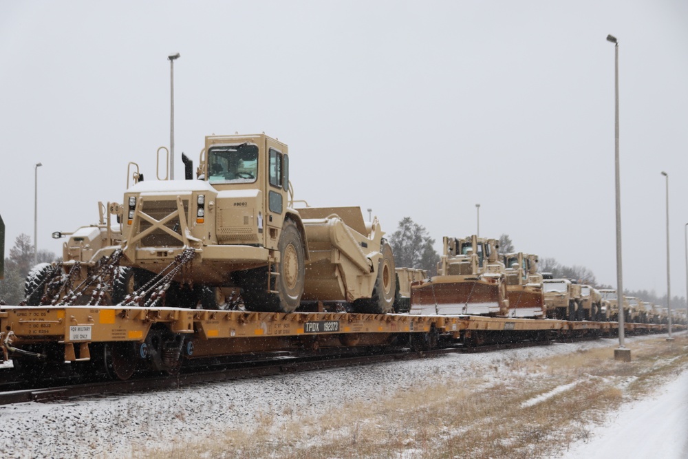 411th Engineer Company equipment deployment by rail movement at Fort McCoy