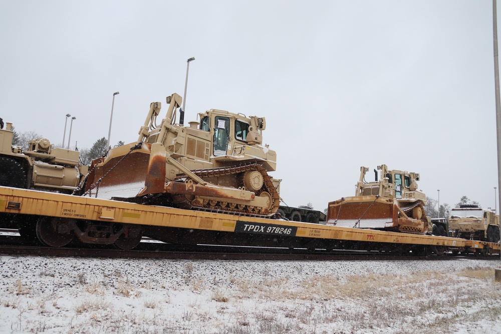 411th Engineer Company equipment deployment by rail movement at Fort McCoy