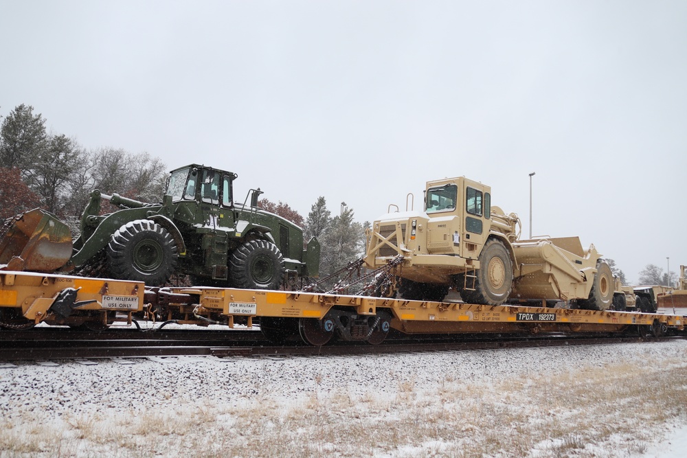 411th Engineer Company equipment deployment by rail movement at Fort McCoy