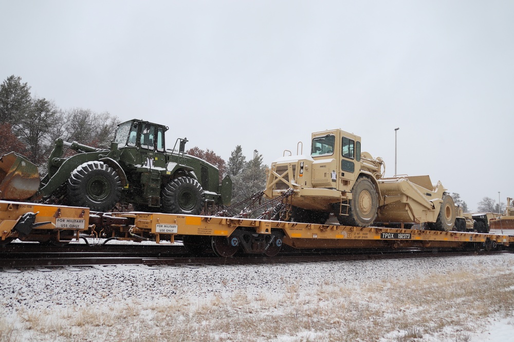 411th Engineer Company equipment deployment by rail movement at Fort McCoy