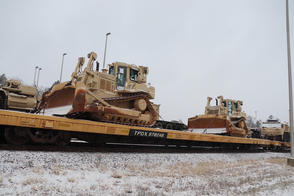 411th Engineer Company equipment deployment by rail movement at Fort McCoy