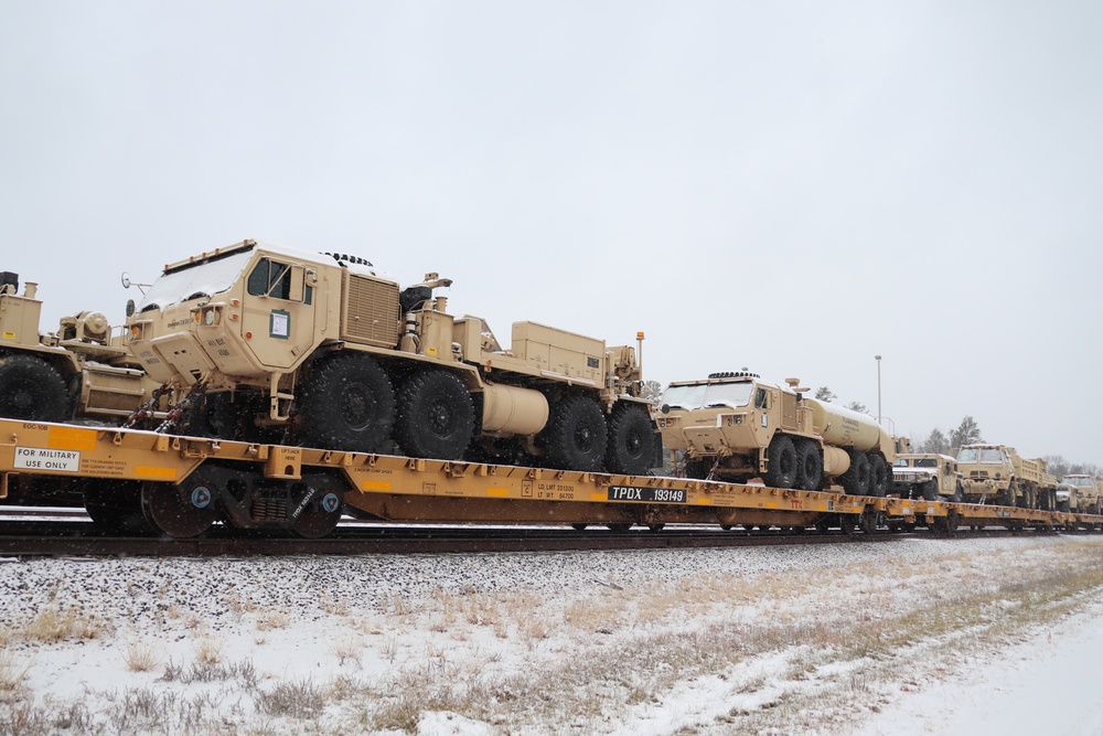 411th Engineer Company equipment deployment by rail movement at Fort McCoy