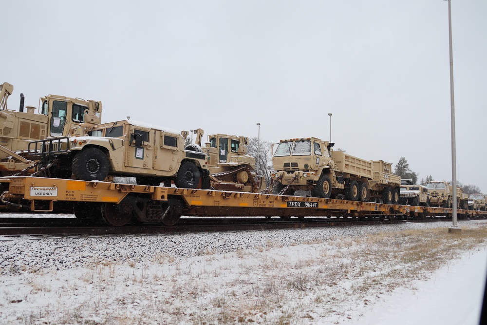 411th Engineer Company equipment deployment by rail movement at Fort McCoy