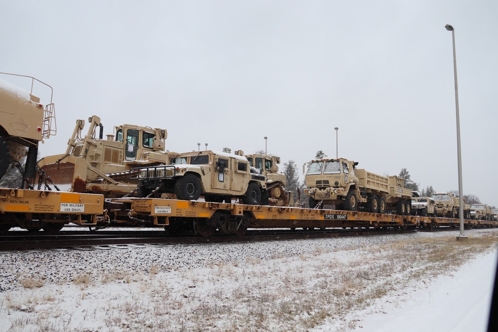 411th Engineer Company equipment deployment by rail movement at Fort McCoy