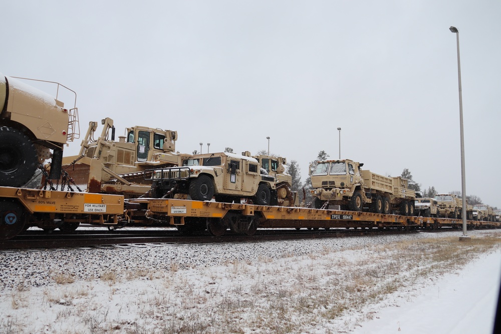 411th Engineer Company equipment deployment by rail movement at Fort McCoy