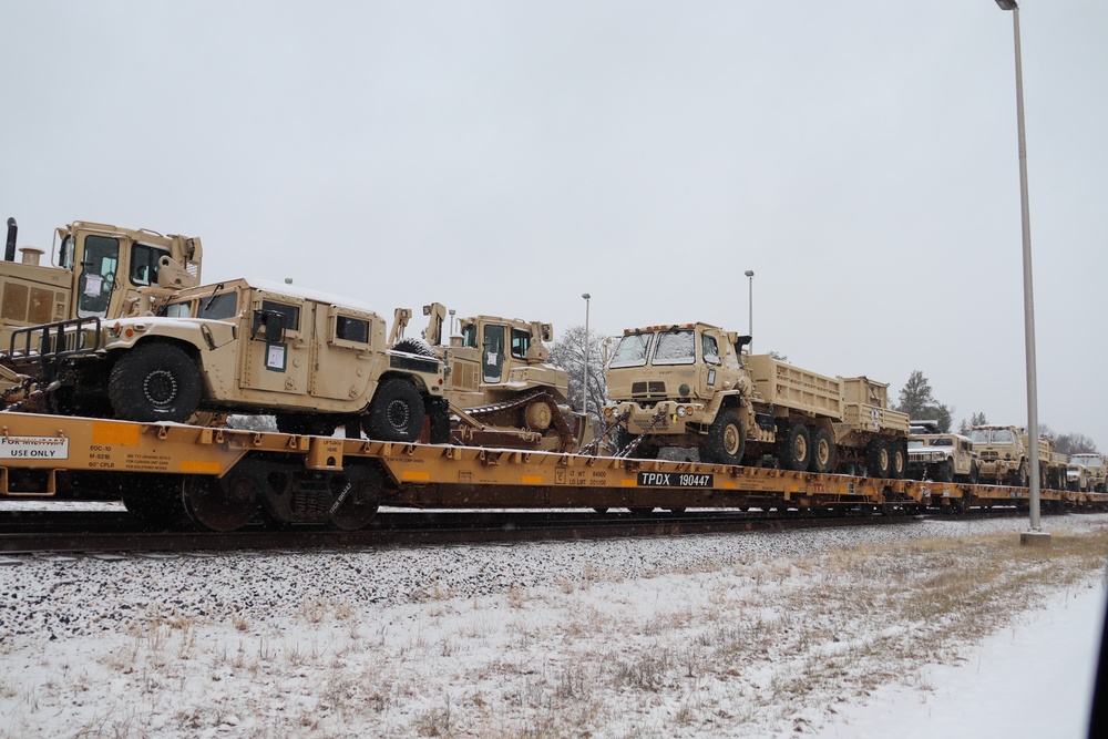 411th Engineer Company equipment deployment by rail movement at Fort McCoy