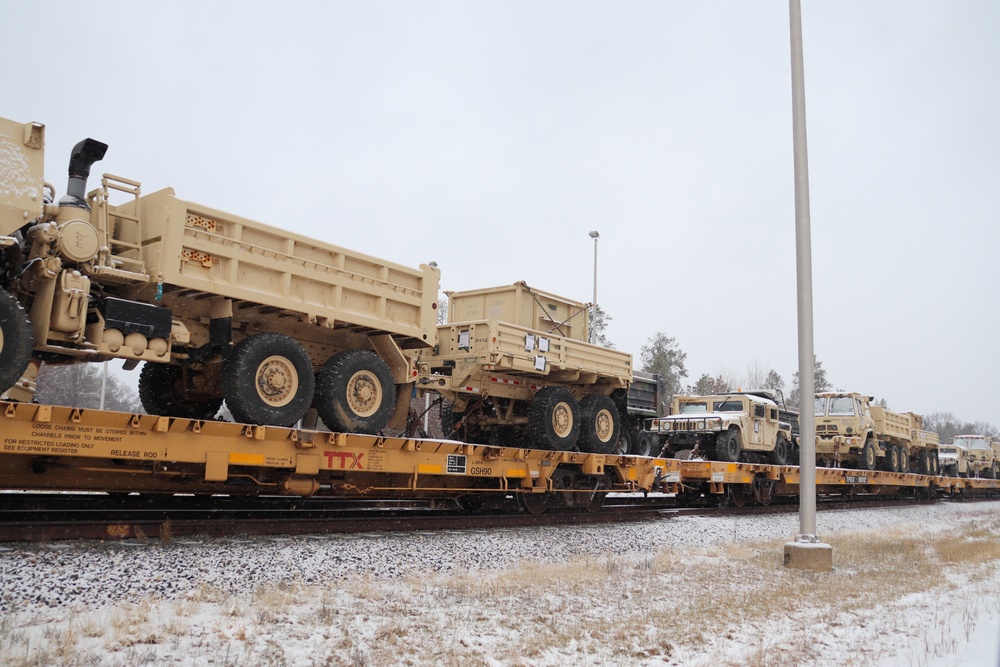 411th Engineer Company equipment deployment by rail movement at Fort McCoy