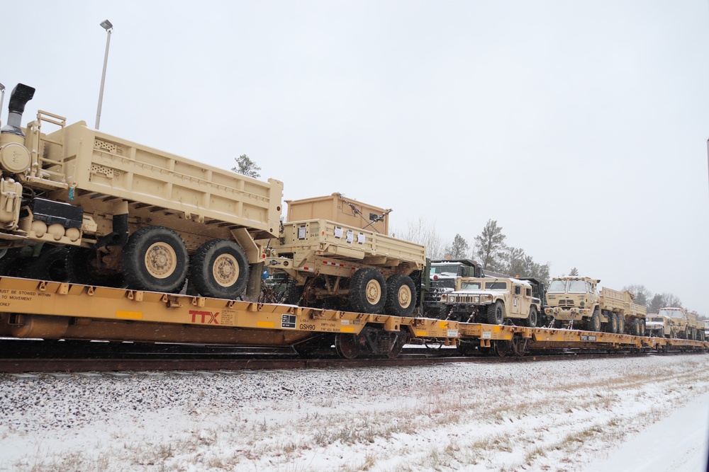 411th Engineer Company equipment deployment by rail movement at Fort McCoy