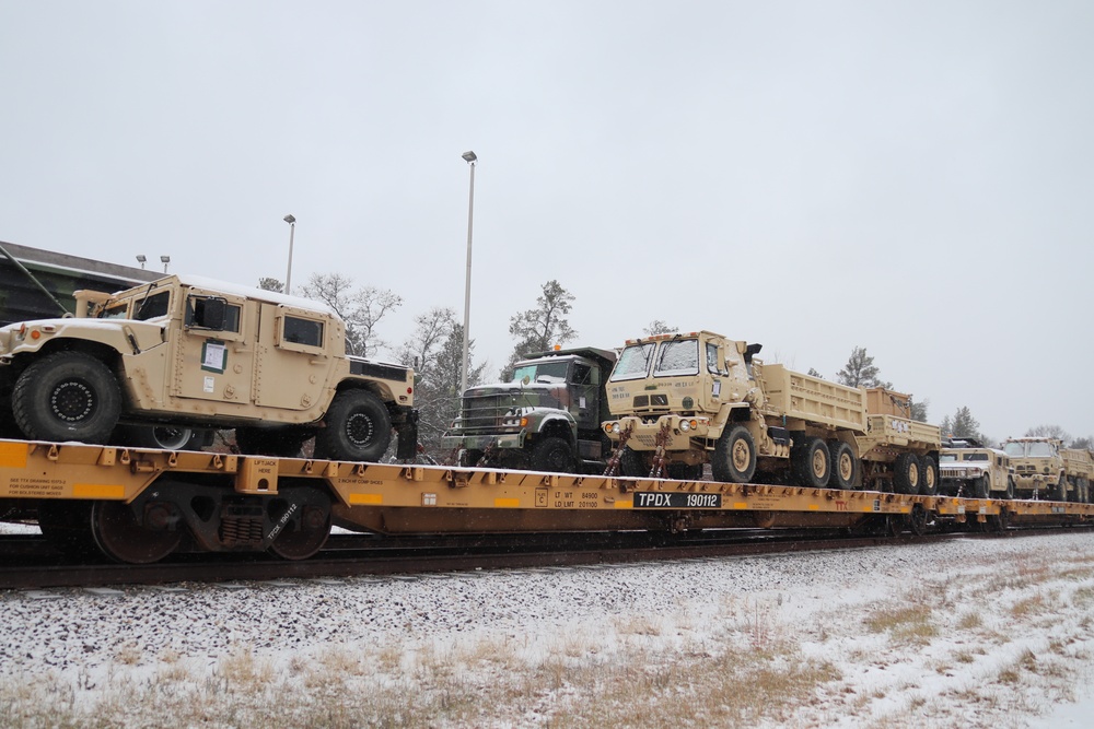 411th Engineer Company equipment deployment by rail movement at Fort McCoy