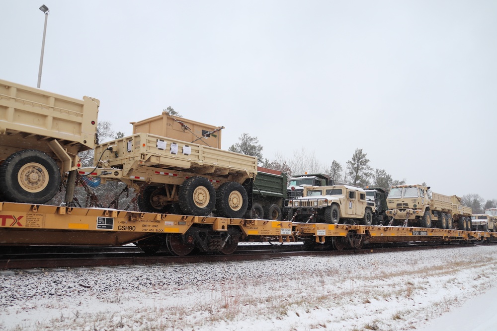 411th Engineer Company equipment deployment by rail movement at Fort McCoy