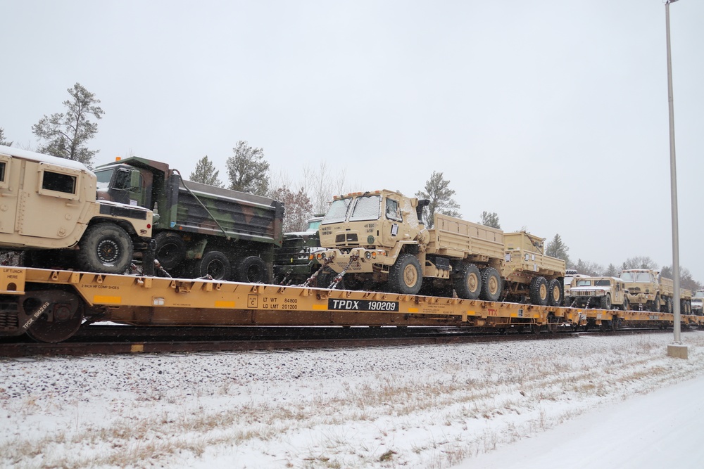 411th Engineer Company equipment deployment by rail movement at Fort McCoy