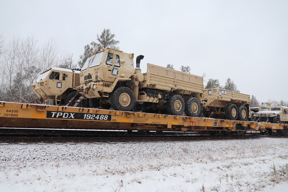 411th Engineer Company equipment deployment by rail movement at Fort McCoy