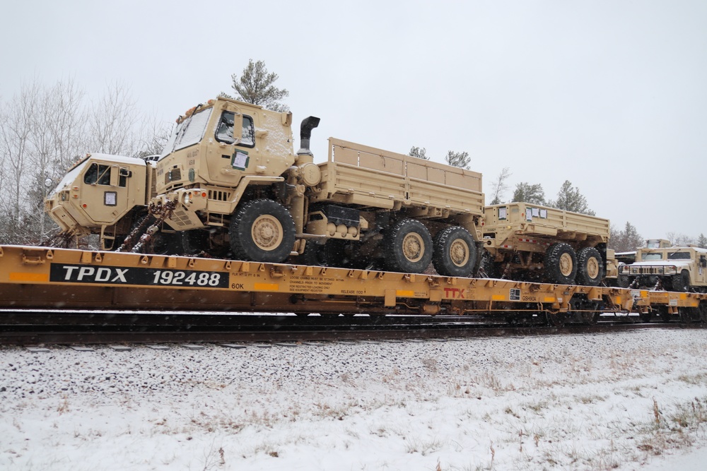 411th Engineer Company equipment deployment by rail movement at Fort McCoy