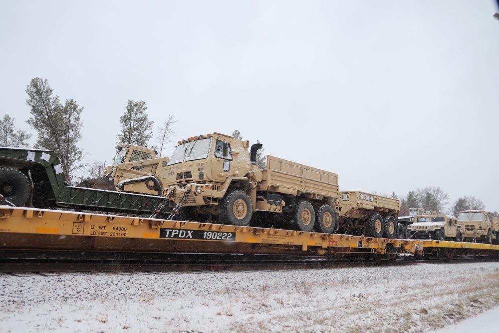 411th Engineer Company equipment deployment by rail movement at Fort McCoy