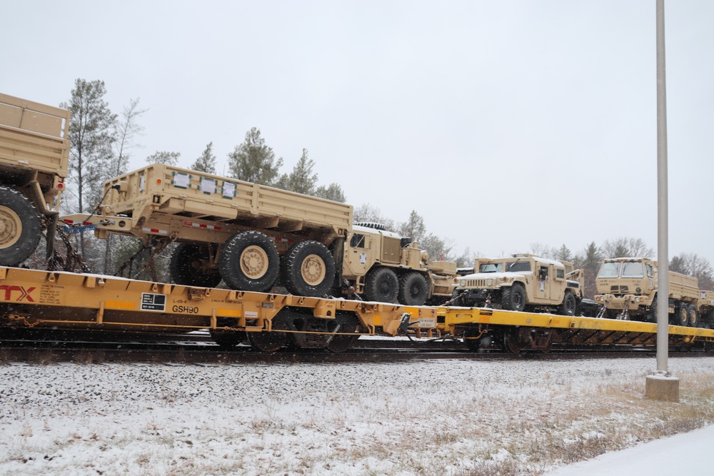 411th Engineer Company equipment deployment by rail movement at Fort McCoy