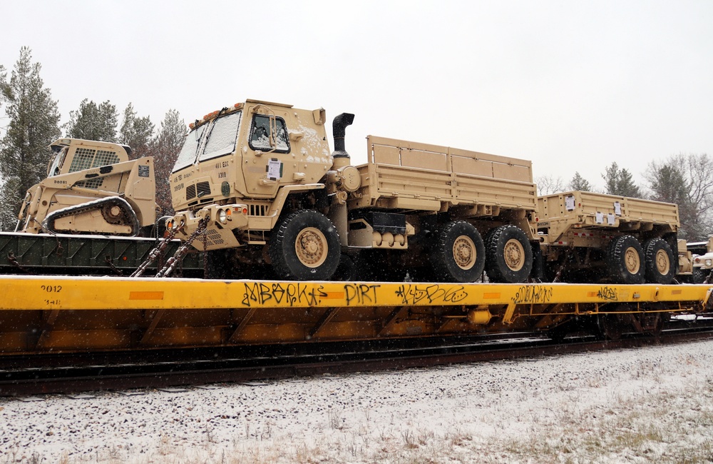 411th Engineer Company equipment deployment by rail movement at Fort McCoy