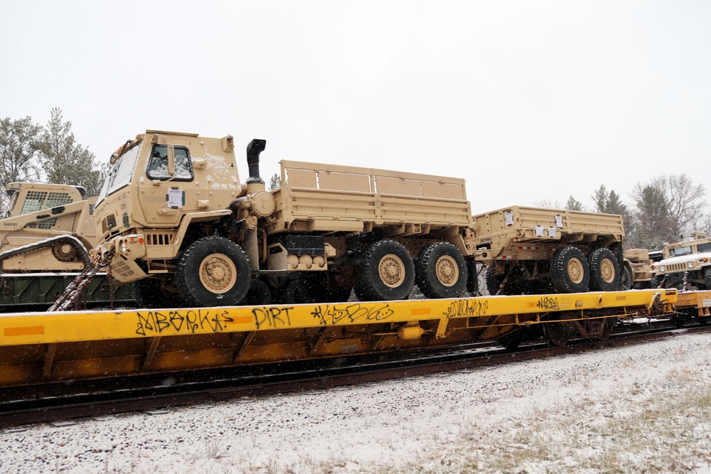 411th Engineer Company equipment deployment by rail movement at Fort McCoy