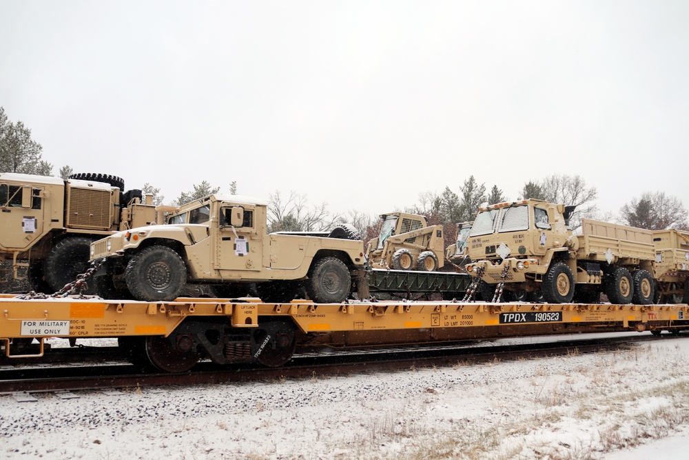 411th Engineer Company equipment deployment by rail movement at Fort McCoy