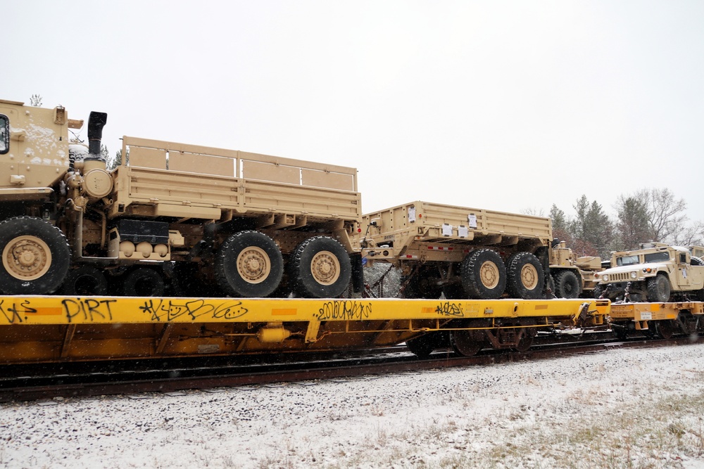 411th Engineer Company equipment deployment by rail movement at Fort McCoy