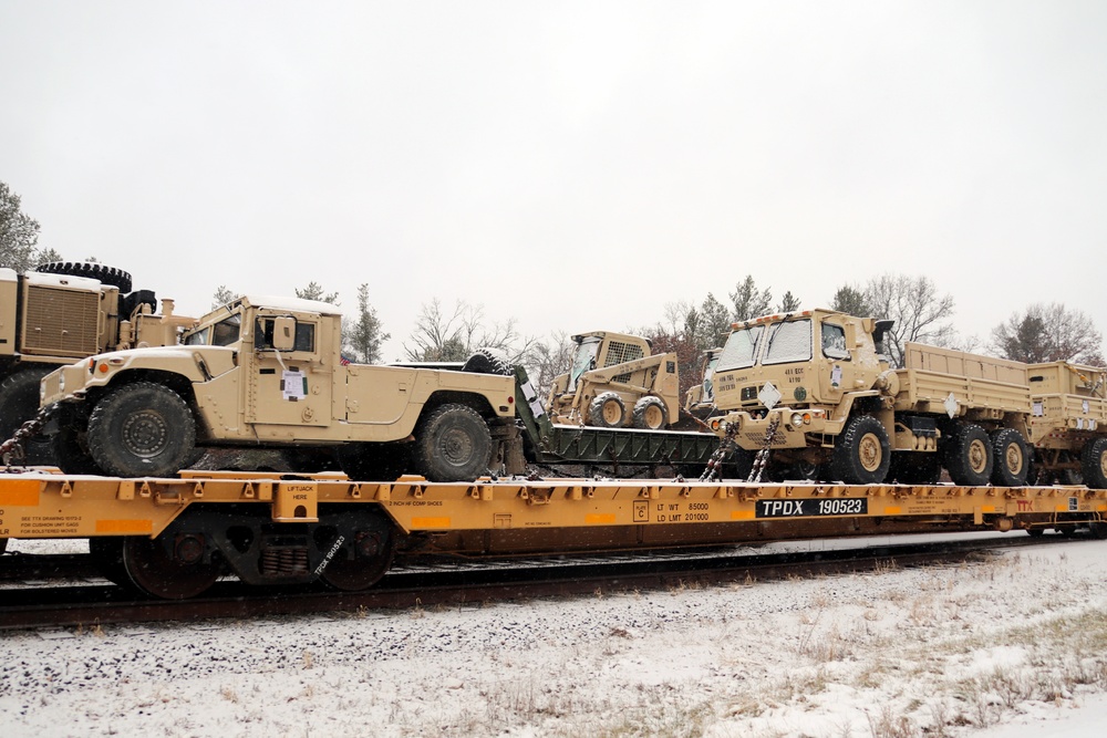 411th Engineer Company equipment deployment by rail movement at Fort McCoy