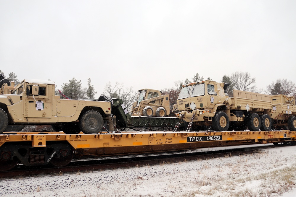 411th Engineer Company equipment deployment by rail movement at Fort McCoy