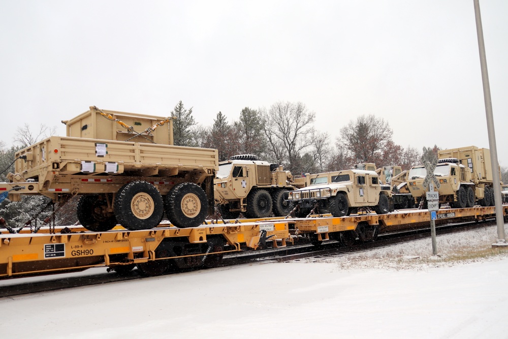 411th Engineer Company equipment deployment by rail movement at Fort McCoy