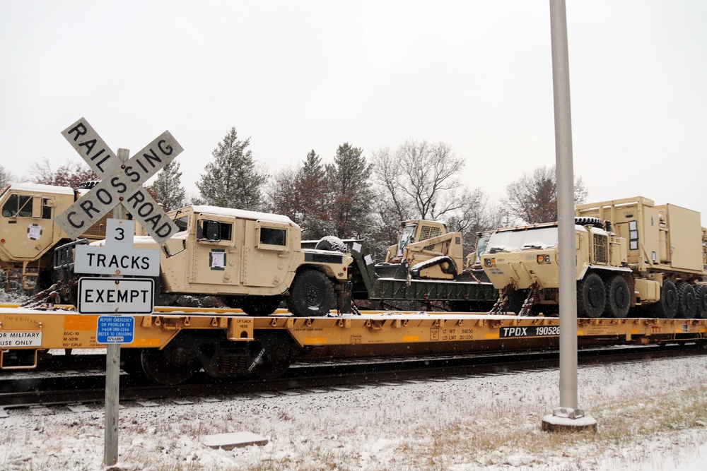 411th Engineer Company equipment deployment by rail movement at Fort McCoy