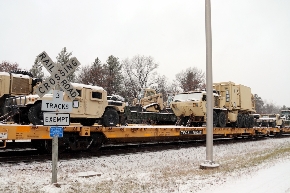 411th Engineer Company equipment deployment by rail movement at Fort McCoy