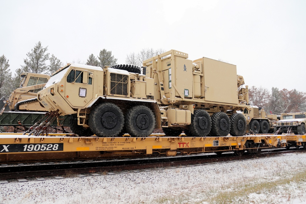 411th Engineer Company equipment deployment by rail movement at Fort McCoy