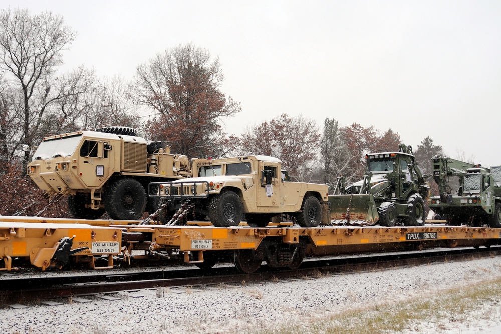 411th Engineer Company equipment deployment by rail movement at Fort McCoy