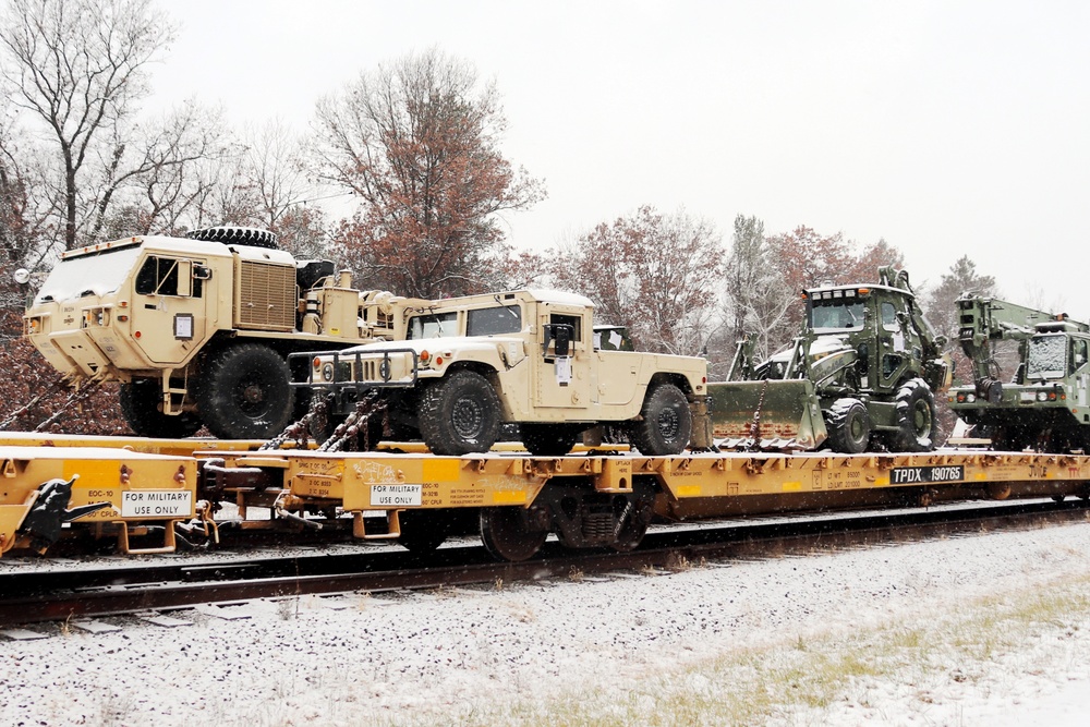 411th Engineer Company equipment deployment by rail movement at Fort McCoy