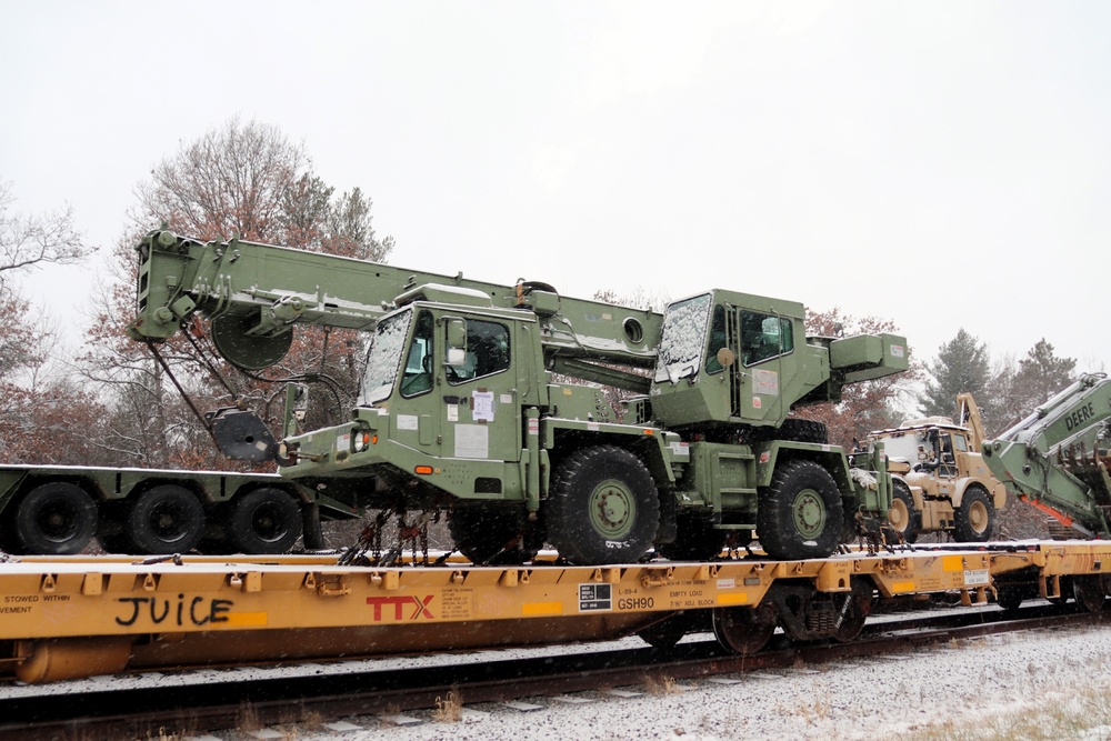 411th Engineer Company equipment deployment by rail movement at Fort McCoy