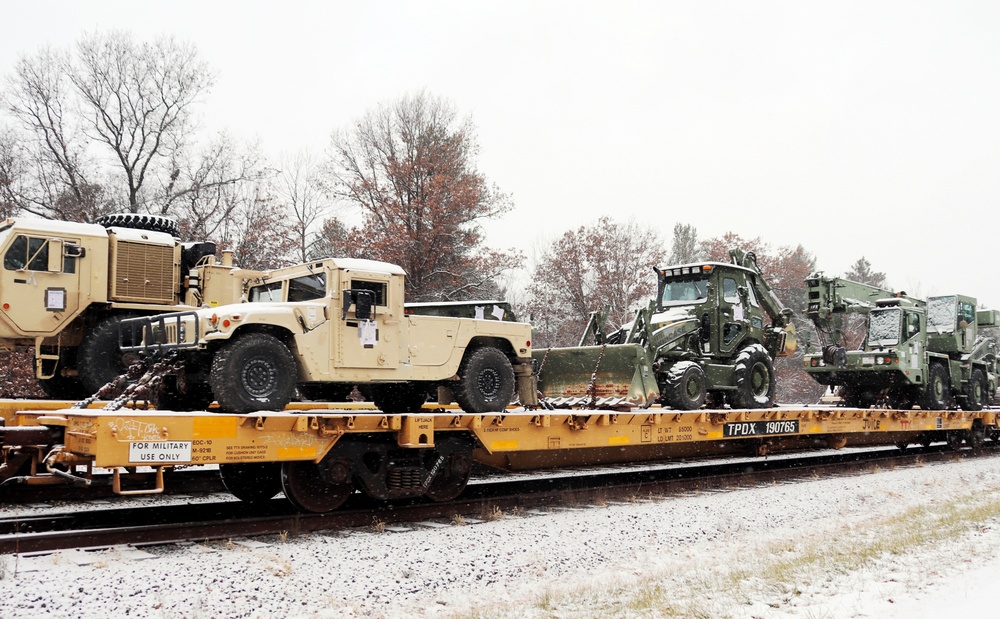 411th Engineer Company equipment deployment by rail movement at Fort McCoy