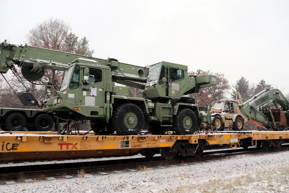 411th Engineer Company equipment deployment by rail movement at Fort McCoy