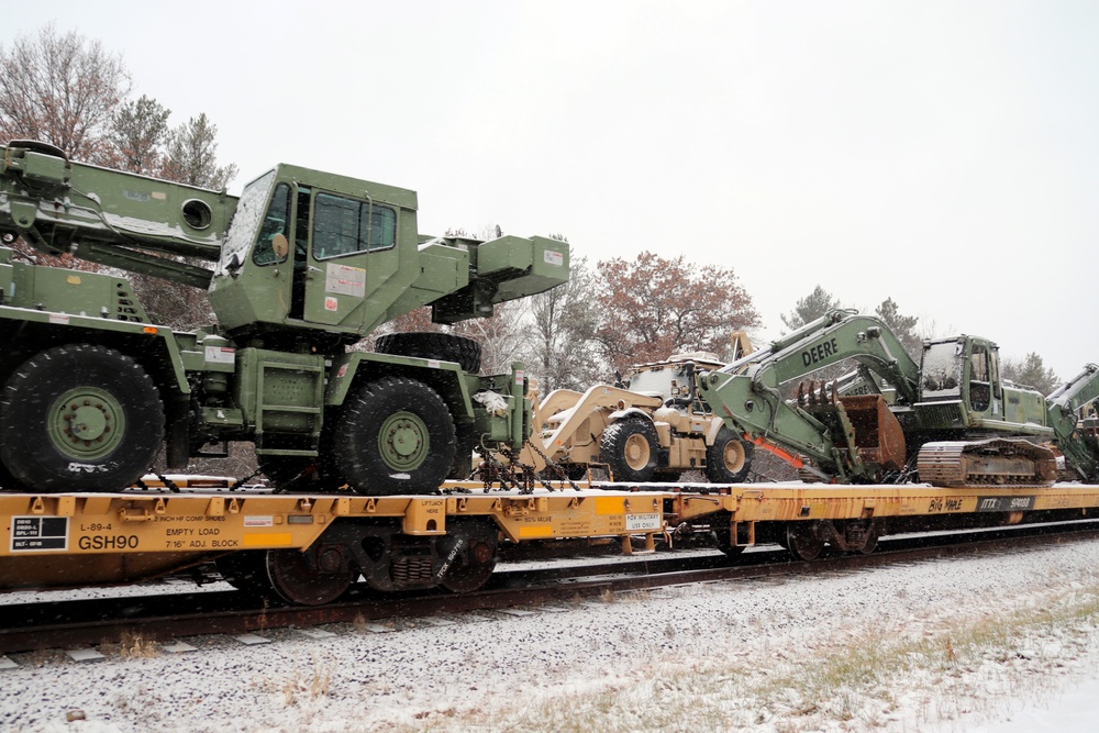 411th Engineer Company equipment deployment by rail movement at Fort McCoy