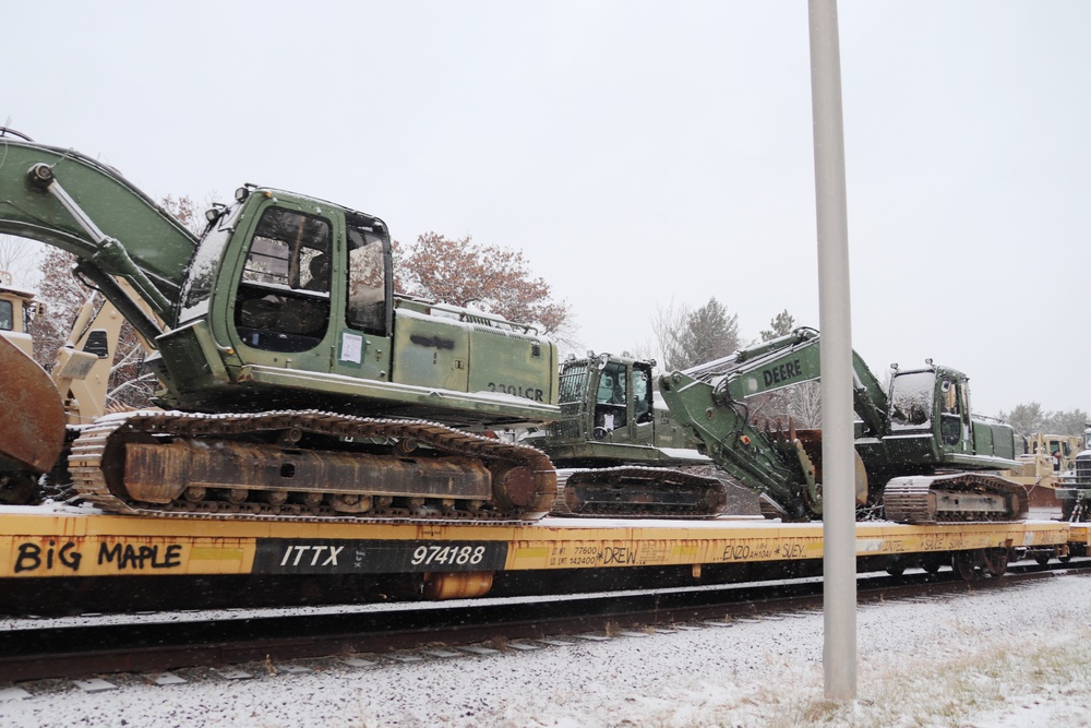 411th Engineer Company equipment deployment by rail movement at Fort McCoy