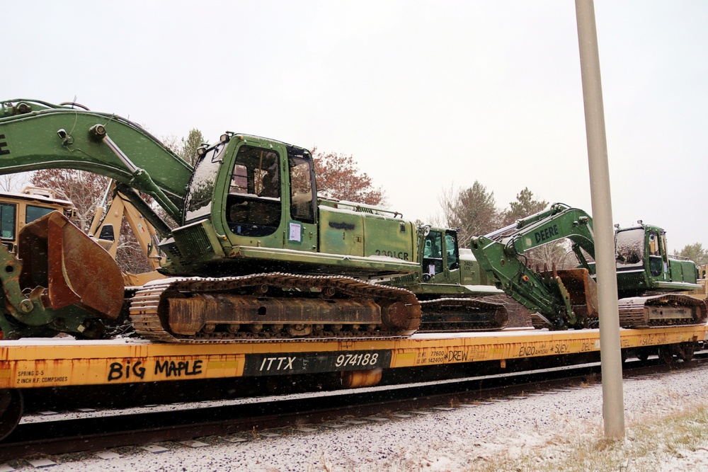 411th Engineer Company equipment deployment by rail movement at Fort McCoy