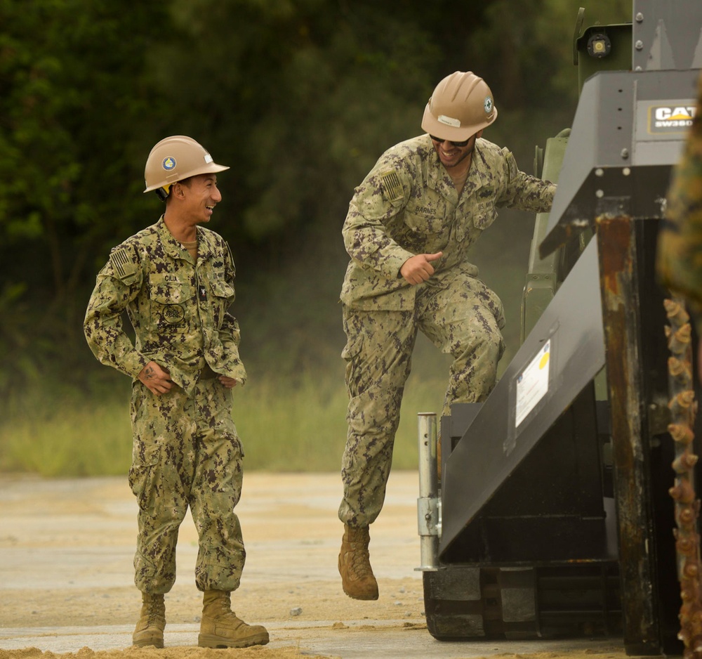 Seabees with Naval Mobile Construction Battalion (NMCB) 4 during exercise Keen Sword 2023.