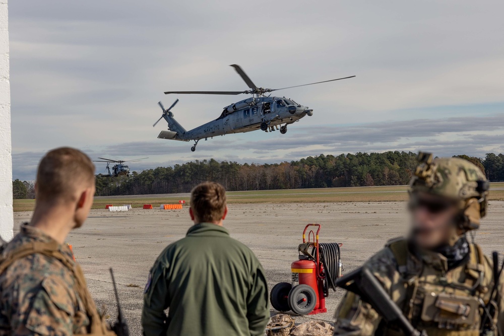 U.S. Marines work with U.S. Navy SEALs