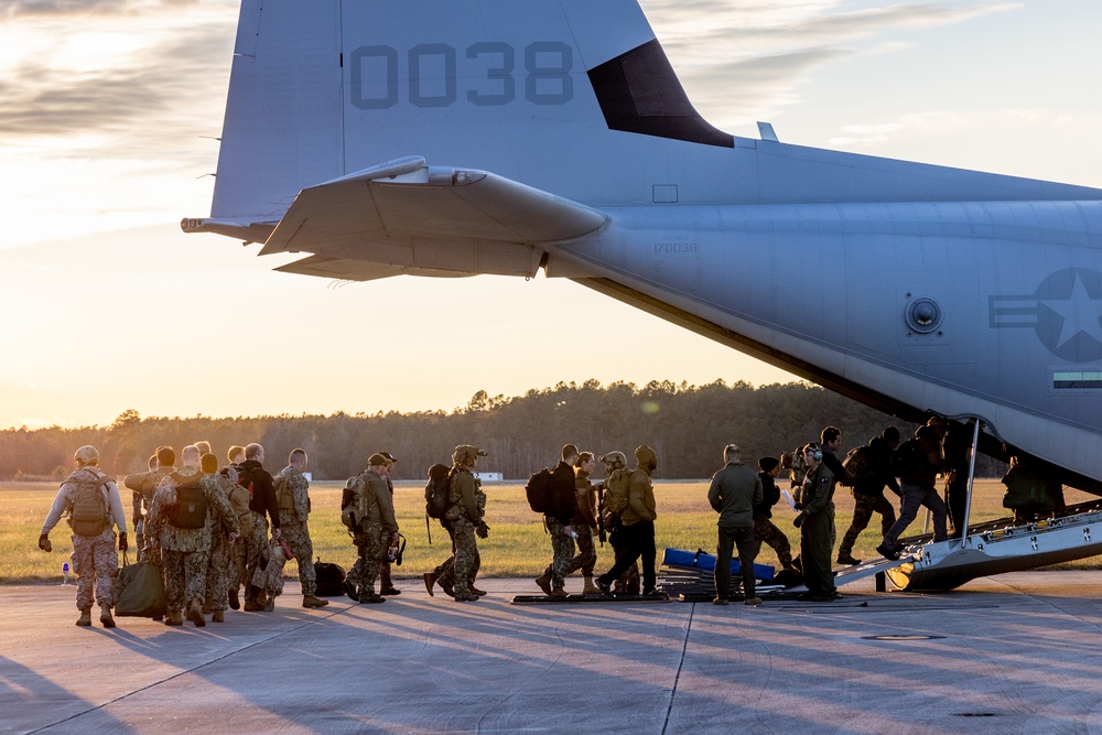 U.S. Marines work with U.S. Navy SEALs