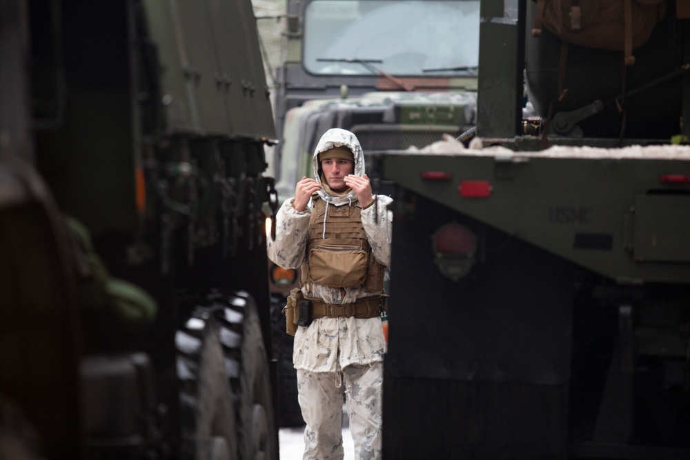 U.S. Marines with Combat Logistics Battalion 6 Conduct Motor Transport Convoy Refuel in Finland