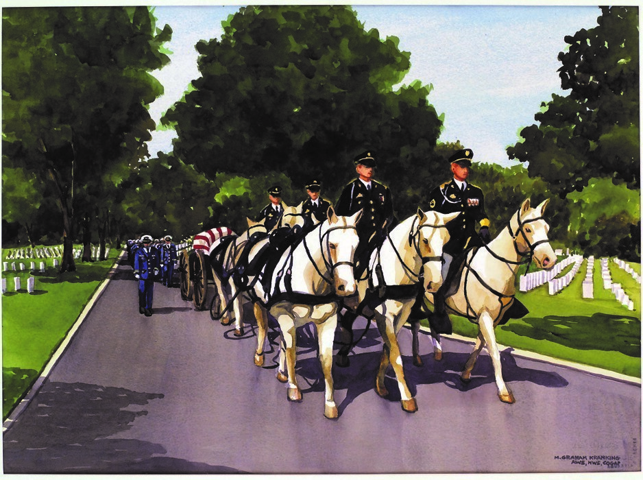 US Coast Guard Art Program 2004 Collection, Od ID # 200439, &quot;Funeral procession:  Lt. Jack Rittichier,&quot; Margaret Graham Kranking (37 of 39)